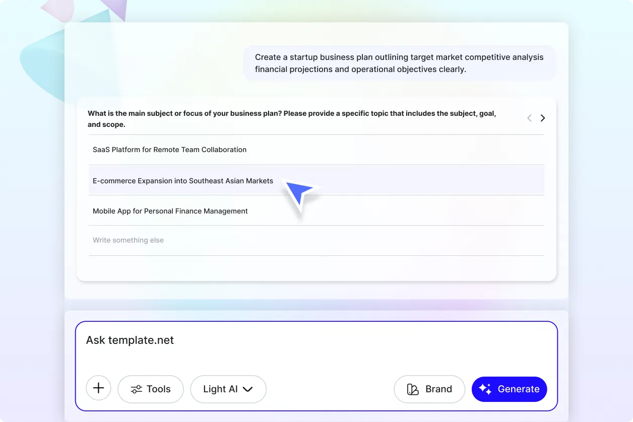 Free AI Business Plan Generator, Create Business Plans Online [ No Signup ]